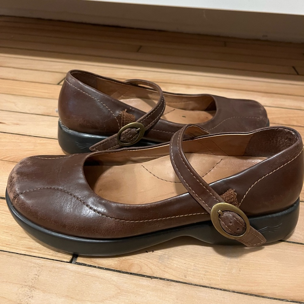 Dansko Mary James Brown Leather Comfortable Size 39 US 8.5